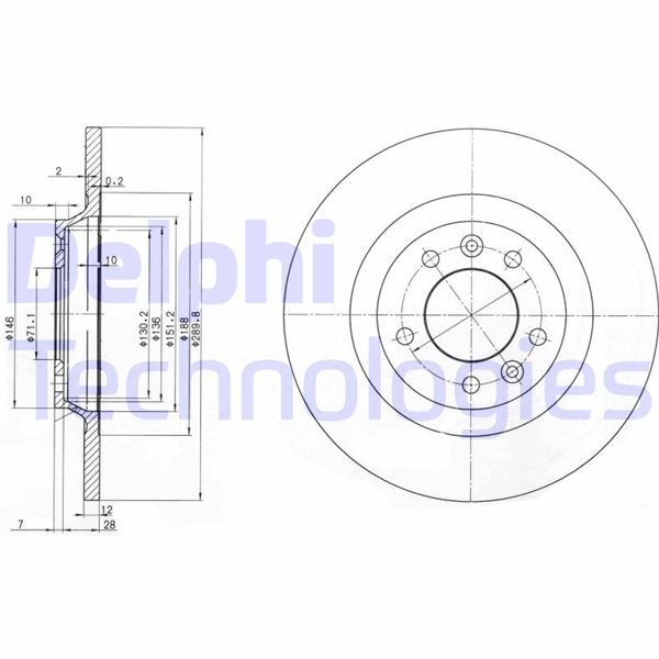 DELPHI BG3836 Fren Sistemleri Fren Diski - PEUGEOT 508 I (8D_) uyumlu