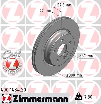 ZIMMERMANN 400.1434.20 Fren Sistemleri Fren Diski - MERCEDES-BENZ E-SERISI (W124) uyumlu