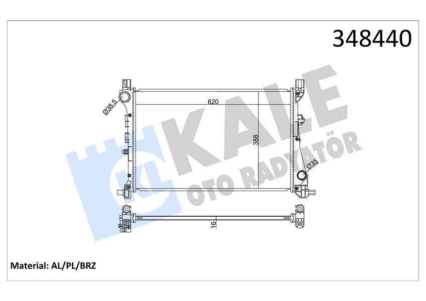 KALE OTO RADYATÖR 348440 Soğutma Sistemi Su Soğutucu & Parçaları - FIAT EGEA Sedan (356_, 357_) uyumlu