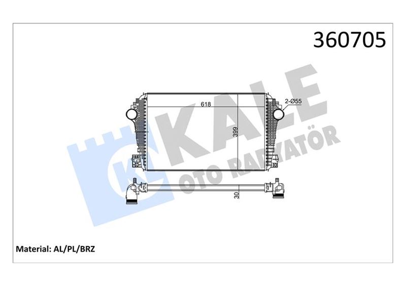 KALE OTO RADYATÖR 360705 Motor Turbo Radyatörü - VW AMAROK (2HA, 2HB, S1B, S6B, S7A, S7B, AGD) uyumlu