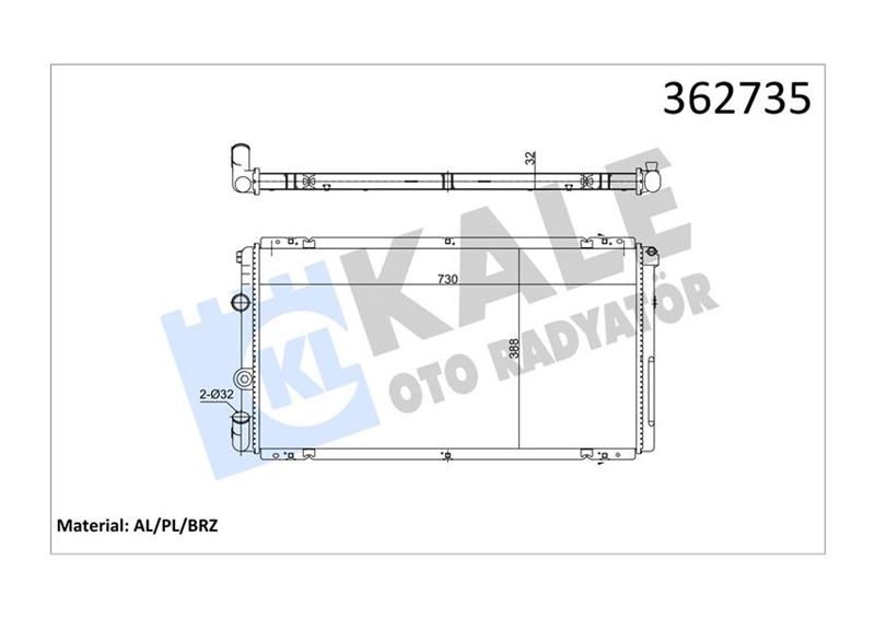KALE OTO RADYATÖR 362735 Soğutma Sistemi Su Soğutucu & Parçaları - RENAULT MASTER II Panelvan/Van (FD) uyumlu