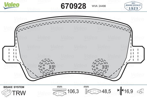 VALEO 670928 Fren Sistemleri Fren Balatası - LAND ROVER FREELANDER 2 (L359) uyumlu