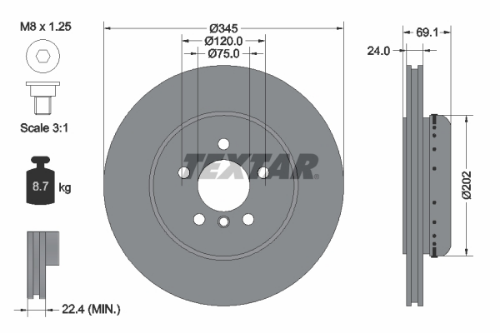 TEXTAR 92253925 Fren Sistemleri Fren Diski - BMW 6 Coupe (F13) uyumlu