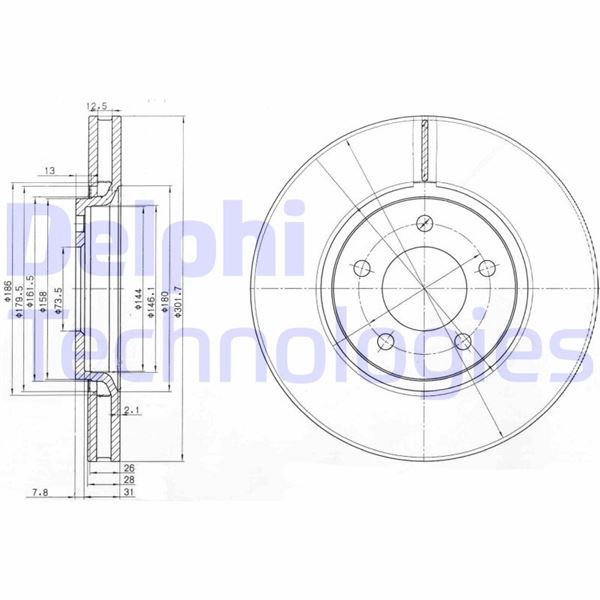 DELPHI BG3716 Fren Sistemleri Fren Diski - CHRYSLER VOYAGER / GRAND VOYAGER III (GS_, NS_) uyumlu