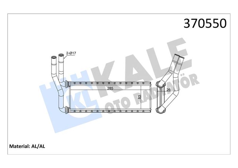 KALE OTO RADYATÖR 370550 İklimlendirme Sistemi İç Mekan Isı Değiştirici
