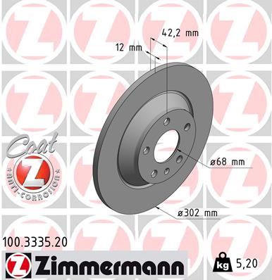 ZIMMERMANN 100.3335.20 Fren Sistemleri Fren Diski - AUDI A6 Allroad C6 (4FH) uyumlu