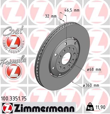 ZIMMERMANN 100.3351.75 Fren Sistemleri Fren Diski - AUDI A4 B5 Avant (8D5) uyumlu