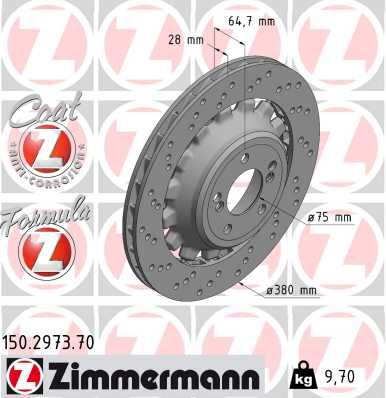 ZIMMERMANN 150.2973.70 Fren Sistemleri Fren Diski - BMW 2 Coupe (F22, F87) uyumlu