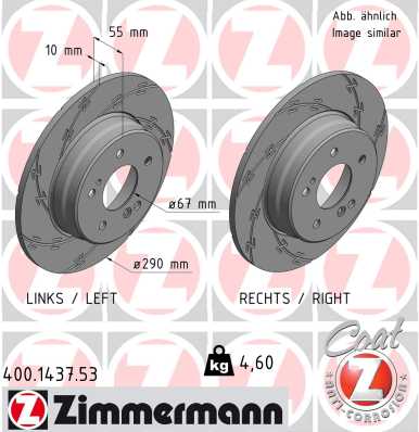 ZIMMERMANN 400.1437.53 Fren Sistemleri Fren Diski - MERCEDES-BENZ C-SERISI (W202) uyumlu
