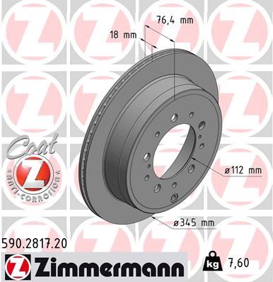 ZIMMERMANN 590.2817.20 Fren Sistemleri Fren Diski - TOYOTA LAND CRUISER 200 (_J2_) uyumlu
