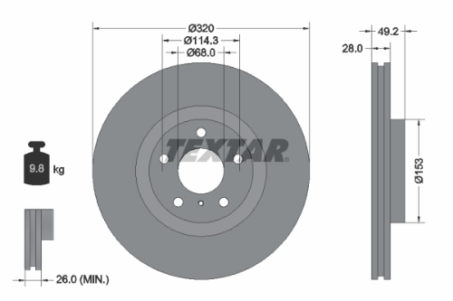 TEXTAR 92162405 Fren Sistemleri Fren Diski - NISSAN MURANO II (Z51) uyumlu