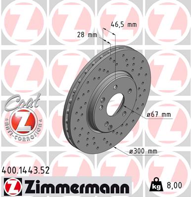 ZIMMERMANN 400.1443.52 Fren Sistemleri Fren Diski - MERCEDES-BENZ E-SERISI (W210) uyumlu
