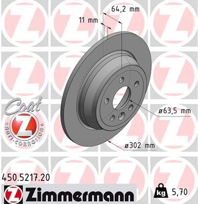 ZIMMERMANN 450.5217.20 Fren Sistemleri Fren Diski - LAND ROVER FREELANDER 2 (L359) uyumlu
