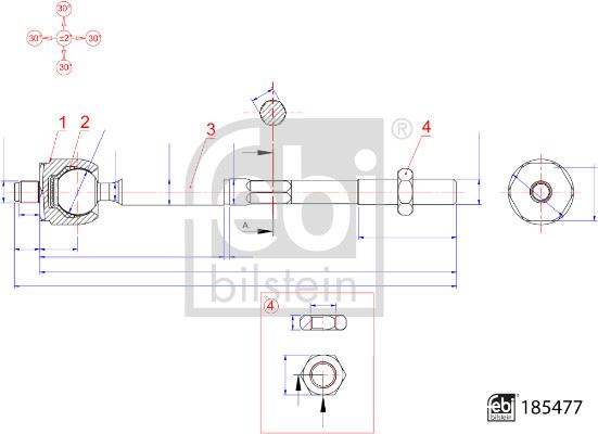 FEBI BILSTEIN 185477 Direksiyon Sistemi Mafsal - RENAULT CLIO V (B7_) uyumlu
