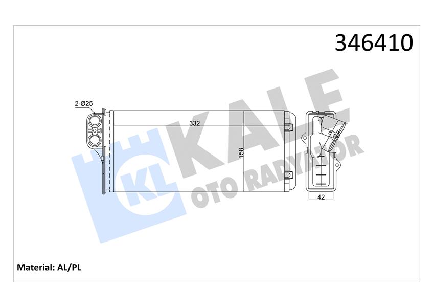 KALE OTO RADYATÖR 346410 İklimlendirme Sistemi İç Mekan Isı Değiştirici - RENAULT MASTER II Panelvan/Van (FD) uyumlu