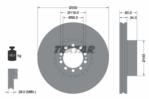 TEXTAR 93192600 Fren Sistemleri Fren Diski - RENAULT TRUCKS D uyumlu