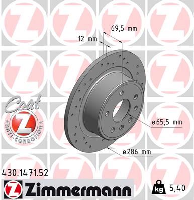 ZIMMERMANN 430.1471.52 Fren Sistemleri Fren Diski - OPEL OMEGA B (V94) uyumlu