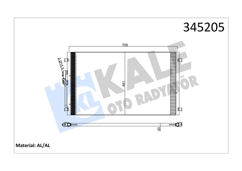 KALE OTO RADYATÖR 345205 İklimlendirme Sistemi Klima Radyatörü - CHRYSLER VOYAGER IV (RG, RS) uyumlu