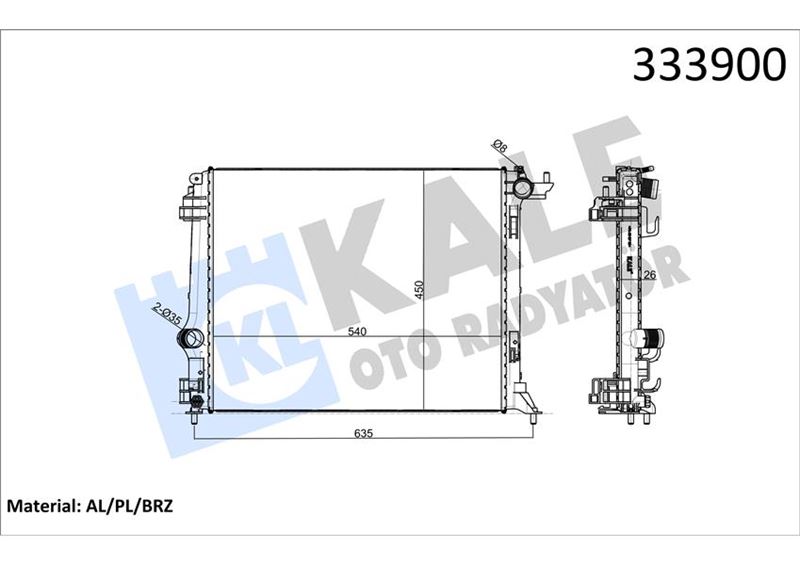 Su Radyatörü - KALE OTO RADYATÖR - 0520241AB Ürün Görseli