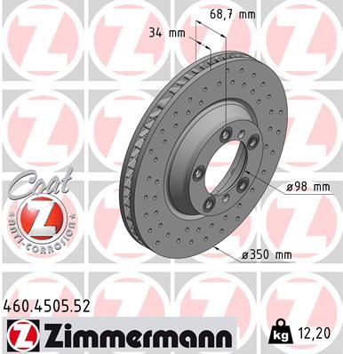 ZIMMERMANN 460.4505.52 Fren Sistemleri Fren Diski - PORSCHE PANAMERA (971) uyumlu