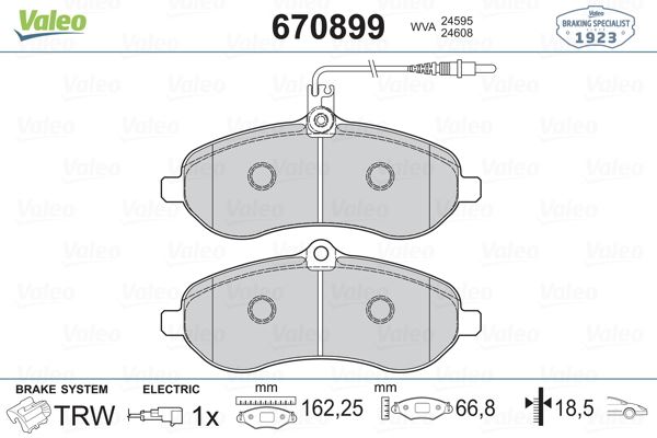 VALEO 670899 Fren Sistemleri Fren Balatası - FIAT SCUDO Panelvan/Van (270_, 272_) uyumlu