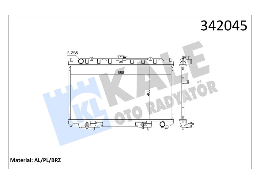 KALE OTO RADYATÖR 342045 Soğutma Sistemi Su Soğutucu & Parçaları - INFINITI I30 uyumlu