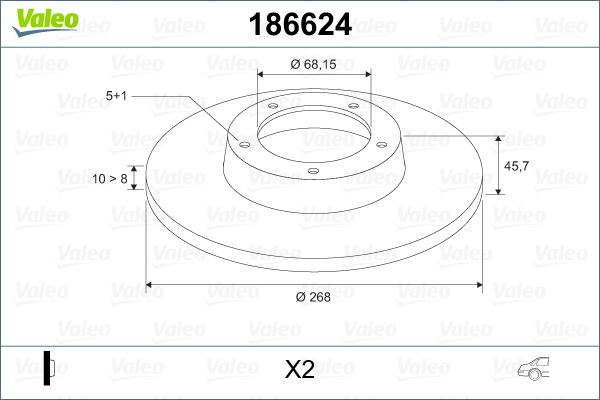 VALEO 186624 Fren Sistemleri Fren Diski - VW SHARAN (7M8, 7M9, 7M6) uyumlu