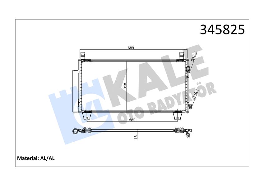 KALE OTO RADYATÖR 345825 İklimlendirme Sistemi Klima Radyatörü - TOYOTA YARIS (_P9_) uyumlu