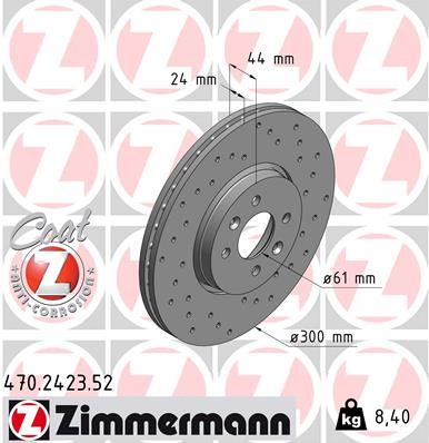 ZIMMERMANN 470.2423.52 Fren Sistemleri Fren Diski - RENAULT SCÉNIC II (JM0/1_) uyumlu