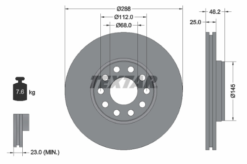 TEXTAR 92121005 Fren Sistemleri Fren Diski - VW PASSAT B5.5 (3B3) uyumlu
