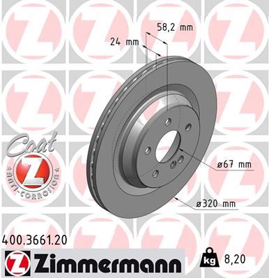 ZIMMERMANN 400.3661.20 Fren Sistemleri Fren Diski - MERCEDES-BENZ S-SERISI (W221, V221) uyumlu