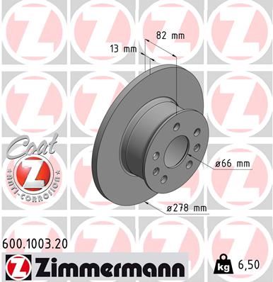 ZIMMERMANN 600.1003.20 Fren Sistemleri Fren Diski - VW TRANSPORTER T2 Minibüs/Otobüs (22, 23, 24) uyumlu