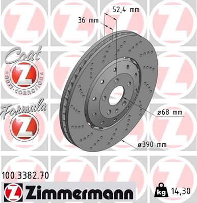 ZIMMERMANN 100.3382.70 Fren Sistemleri Fren Diski - AUDI A6 C7 Avant (4G5, 4GD) uyumlu