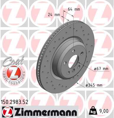 ZIMMERMANN 150.2983.52 Fren Sistemleri Fren Diski - BMW 3 (G20, G80, G28) uyumlu