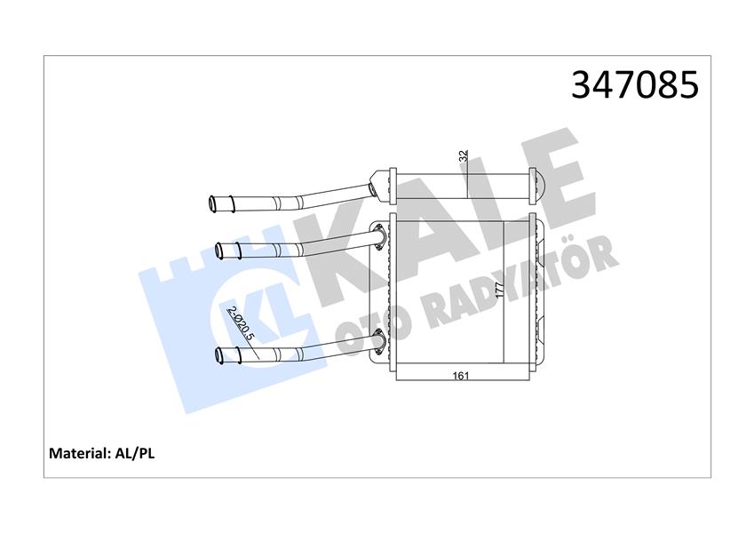 KALE OTO RADYATÖR 347085 İklimlendirme Sistemi İç Mekan Isı Değiştirici - OPEL VECTRA A Hatchback (J89) uyumlu