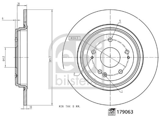 FEBI BILSTEIN 179063 Fren Sistemleri Fren Diski - HONDA CR-V V (RW_, RT_) uyumlu