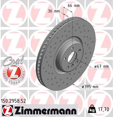 ZIMMERMANN 150.2958.52 Fren Sistemleri Fren Diski - BMW 7 (G11, G12) uyumlu