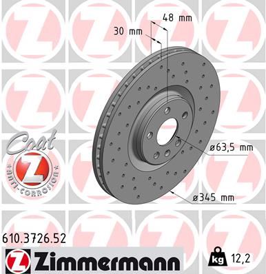 ZIMMERMANN 610.3726.52 Fren Sistemleri Fren Diski - VOLVO XC90 II (256) uyumlu