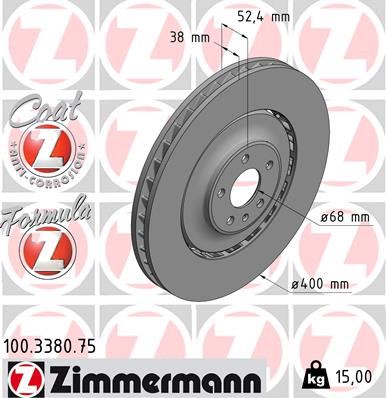 ZIMMERMANN 100.3380.75 Fren Sistemleri Fren Diski - AUDI A7 Sportback (4GA, 4GF) uyumlu
