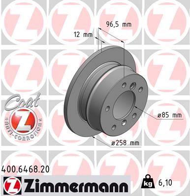 ZIMMERMANN 400.6468.20 Fren Sistemleri Fren Diski - MERCEDES-BENZ SPRINTER 2-t Minibüs/Otobüs (B901, B902) uyumlu