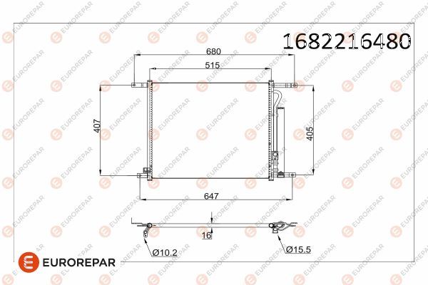 EUROREPAR 1682216480 İklimlendirme Sistemi Klima Radyatörü - CHEVROLET AVEO / KALOS Sedan (T250, T255) uyumlu