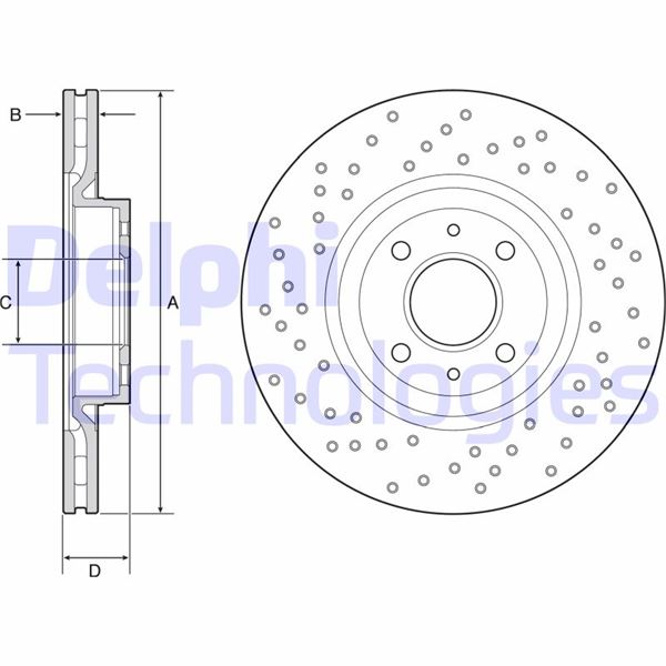 DELPHI BG4943C Fren Sistemleri Fren Diski - ABARTH 500C / 595C / 695C uyumlu