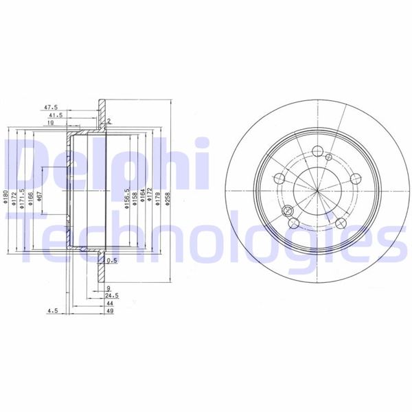 DELPHI BG2291 Fren Sistemleri Fren Diski - MERCEDES-BENZ 190 (W201) uyumlu