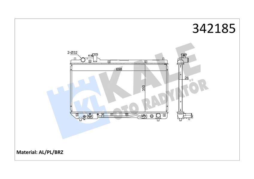 KALE OTO RADYATÖR 342185 Soğutma Sistemi Su Soğutucu & Parçaları - TOYOTA RAV 4 I Cabrio (_A1_) uyumlu