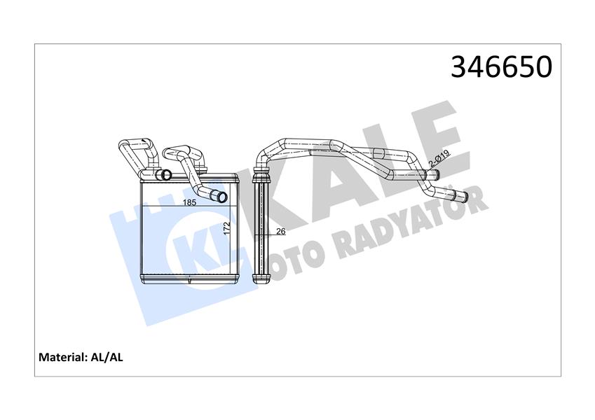 KALE OTO RADYATÖR 346650 İklimlendirme Sistemi İç Mekan Isı Değiştirici - NISSAN X-TRAIL II (T31) uyumlu