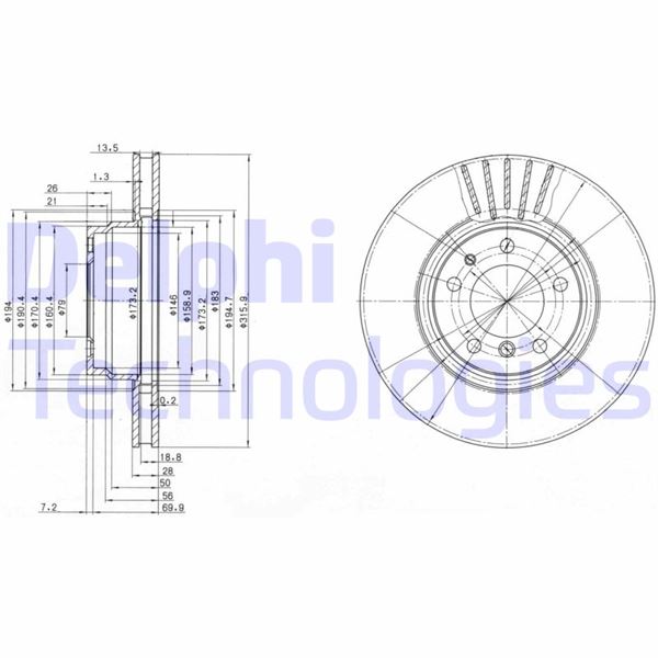 DELPHI BG3039 Fren Sistemleri Fren Diski - BMW 7 (E38) uyumlu