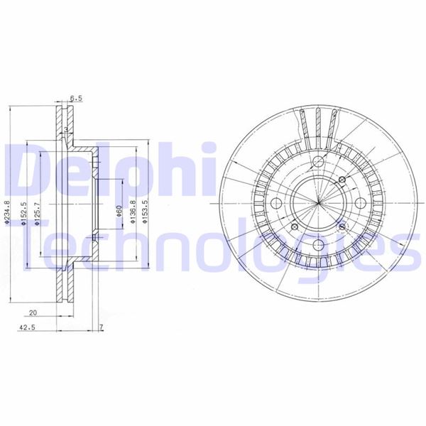 DELPHI BG3160 Fren Sistemleri Fren Diski - SUZUKI BALENO Hatchback (EG) uyumlu