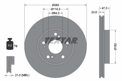 TEXTAR 92128400 Fren Sistemleri Fren Diski - HONDA CIVIC VII Hatchback (EU, EP, EV) uyumlu