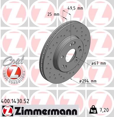 ZIMMERMANN 400.1430.52 Fren Sistemleri Fren Diski - MERCEDES-BENZ E-SERISI (W124) uyumlu
