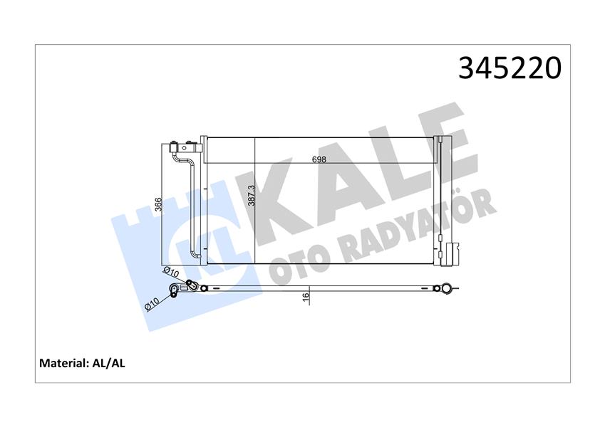 KALE OTO RADYATÖR 345220 İklimlendirme Sistemi Klima Radyatörü - FORD C-MAX II (DXA/CB7, DXA/CEU) uyumlu